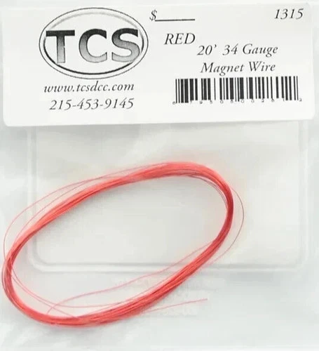 TCS 1315 Red Magnet Wire 20 Feet 34 AWG | NEW | Train Control Systems - Image 1 of 1