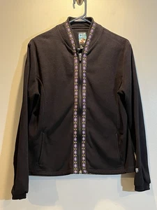Kuhl Alf Fleecepullover Damen Medium durchgehender Reißverschluss schwarz Jacke Aztekenbesatz Daumenlöcher - Bild 1 von 12