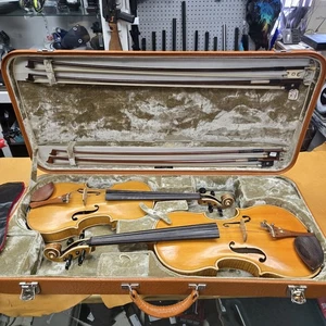 Antike Geige Viola Hellwig Prag 1926 4 Bögen Heinrich Jaeger Etui Koffer ansehen - Bild 1 von 19
