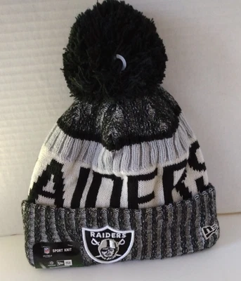 拉斯维加斯突袭者队 NFL 许可正品针织内衬 Pom 顶级标志无檐帽 — 第 1/2 张图片