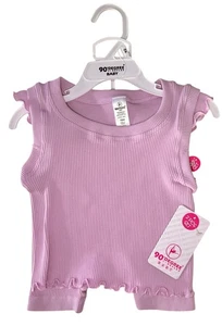 Set corto serbatoio e bici 90 gradi costina bambina senza cuciture chic, 18M rosa lavanda - Foto 1 di 5