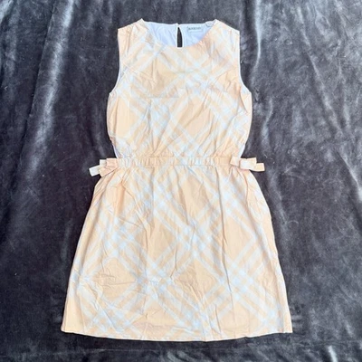 Vestido BURBERRY Niñas Preppy "Candra" Melocotón Recorte Arcos Algodón a Cuadros 12Y Foto 1 de 4