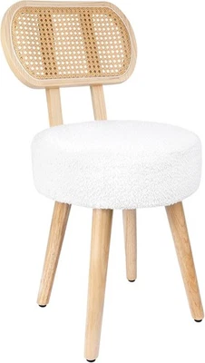 Rattan Dining Chair, Kitchen 17.3 inches x 17.7 x 23.5 inches, White  - Image 1 of 4