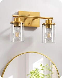 Bathroom Light Fixtures, 2-Light Gold Bathroom Vanity Light, Modern Wall Scon... - Picture 1 of 8