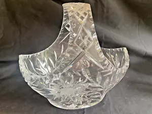 Vintage Cut Crystal Glass Basket Shaped Fruit Bowl / Flower Vase / Wine Cooler - Picture 1 of 9