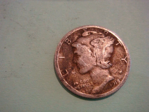 1918 D Mercury Dime - Fine+ strong date and mint mark, partial fasces lines Cover