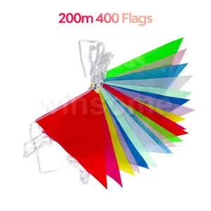 200m Colour Bunting 400 Flags Party Wedding Decoration Event Garden Home Outdoor - Picture 1 of 4