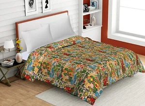 Indian Handmade Cotton Kantha Quit Vintage Bedspreads Blanket Coverlet Patchwork - Picture 1 of 60