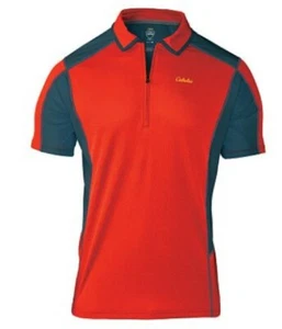 Neu mit Etikett Cabela's XPG CoolPhase kurzärmliges Herren-Polo mit 1/4-Reißverschluss feurig rot schwarz XL - Bild 1 von 3