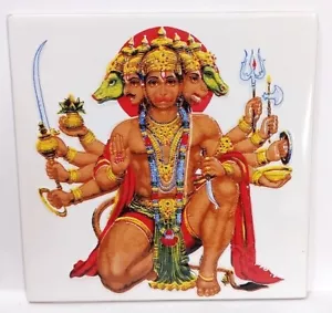 Hindu God Panchmukhi Hanuman Ceramic Tile Décor Spiritual 15 x 15 cm - Picture 1 of 3