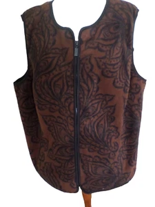 Ladies Size 2X Bob Mackie Wearable Art Brown Polyester Fleece Sleeveless Vest - Picture 1 of 6