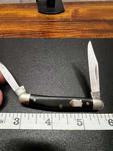 Vintage 1970s Schrade USA 2 Blade Wood Handle Pocket Knife - Picture 1 of 9
