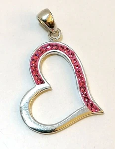 COLGANTE CORAZÓN DE ENSUEÑO EN PLATA DE LEY 925 CON JOYAS ROSAS - Imagen 1 de 4