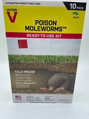 Victor Poison Bait Moleworms Kit Listo para Usar Exterior Mata Lunares/Tophers Paquete de 10 Foto 1 de 2