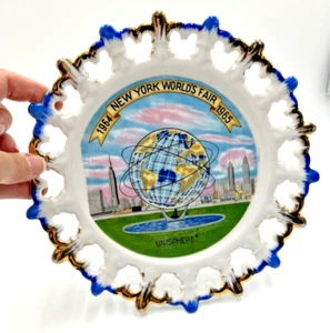 Vintage 1964-65 N Y Worlds Fair Unisphere Wall Hanging Plate 8” Japan Collect - Picture 1 of 6