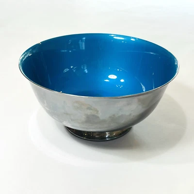 Cuenco de plata antiguo vintage Reed & Barton The Paul Revere esmalte azul turquesa Foto 1 de 4