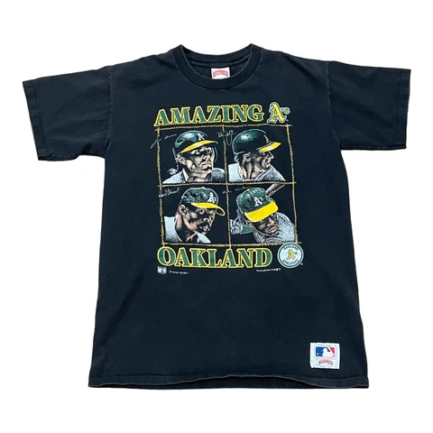 Vintage 1990 Oakland A's Single Stitch Nutmeg T-Shirt Adult Medium Cover
