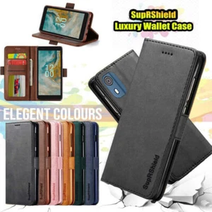 For Nokia C02 Wallet Case Flip Card Leather Shockproof Magnetic Heavy Duty Cover - Picture 1 of 10