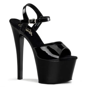 Pleaser SKY-309 7" Heel, 2 3/4" PF Sandal, Black, Size 5 - Picture 1 of 5