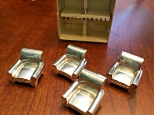 Juego de 4 sillas enchapadas en plata Pottery Barn TARJETAS con caja original - Imagen 1 de 7