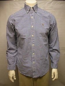Ralph Lauren Shirt Mens Blue White Plaid Classic Long Sleeve Button Up - Picture 1 of 9