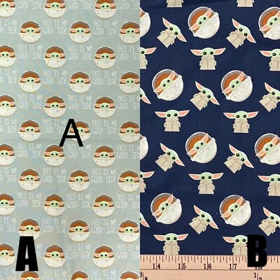 Ткань Baby Yoda мандалорская Star Wars 100% хлопок продается FAT QUARTER 18 дюймов x 21 - Изображение 1 из 3