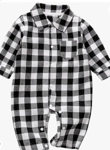baby boy Long Sleeve Plaid Flannel Romper new 3-6 months - Picture 1 of 1