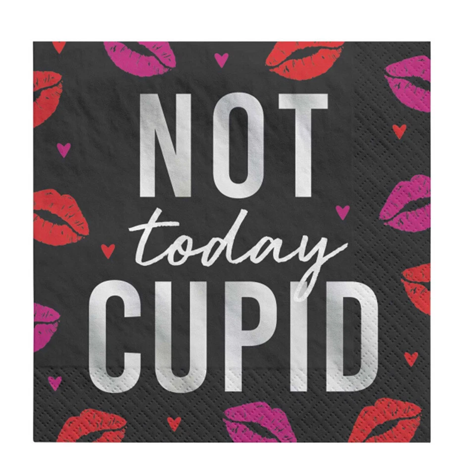 Valentine's Day Party Supplies Beverage Napkins Not today Cupid 16Pk Tableware - Image 1 of 1