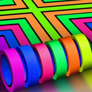 6 Colors Neon Gaffer Cloth Tape, Fluorescent UV Blacklight Glow in the Dark Tape - Picture 1 of 12