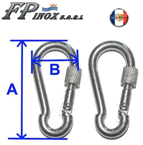 Mousqueton 6mm inox 316 Avec Bague de Fermeture à Vis ( Lot de 2 ) - Imagen 1 de 1