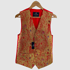 L.A Smith Fancy Waistcoat Tuxedo Red Gold Feather Design  Large
