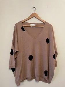 NOTSHY Silk Cashmere Boxy Oversized Jumper Size L/XL Brown Black Polka Dot - Picture 1 of 10