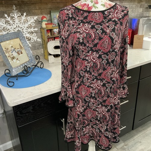 Abito Michael Michael Kors taglia grande stampa floreale pop paisley manica a campana nuovo