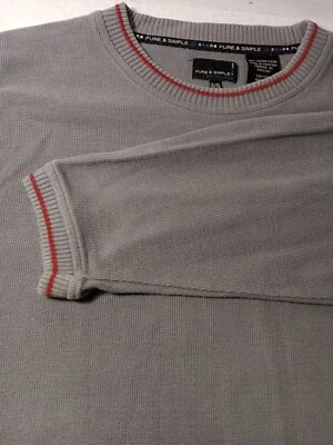 Pulôver de algodão XL/TG masculino puro e simples um modo de vida cinza acabamento vermelho em excelente estado usado - Imagem 1 de 4