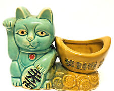 Vintage Maneki Neko Lucky Cat Planter Trinket Dish Bowl Japan
