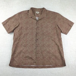Vtg LL Bean Hawaiian Camp Shirt Mens XL Extra Large Tiki Tribal Loop Collar Y2K - Picture 1 of 11