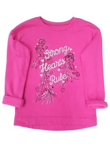 Disney Princess Girls Hot Pink Strong Hearts Rule Jasmine Belle Sweatshirt - Picture 1 of 1