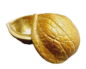 Vtg Solid Brass WALNUT TRINKET/CANDY/NUT DISH=Made in India=weighs 14oz.=Lidded - Picture 1 of 13