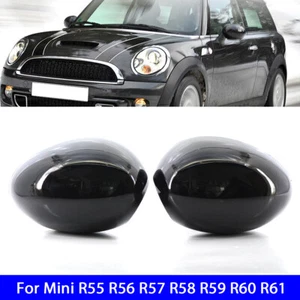 1 Pair Gloss Black Mirror Cover Cap For Mini Cooper R55 R56 R57 R58 R59 R60 R61 - Foto 1 di 10