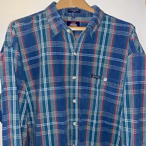 Dickies Men's 100% Cotton Button Up Work Shirt - Green Plaid 2XLT - Picture 1 of 8