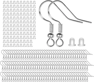 120 PCS / 50 Pairs 925 Sterling Silver Earring Hooks, Hook Ear Wires with 100 - Picture 1 of 7