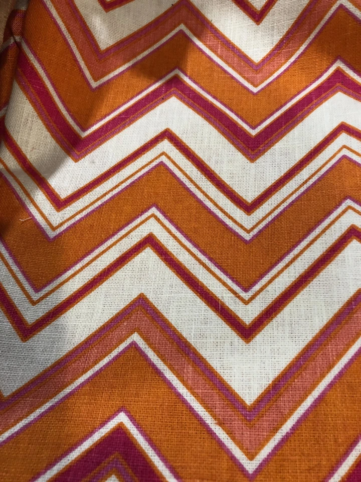 100% LINEN ORANGE CHEVRON FABRIC BY THE YARD 58" WIDE BEAUTIFUL - Image 1 of 1