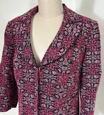Blazer Talbots Negro Rosa Floral Bordado Chaqueta Mujer’s Petite 14W Foto 1 de 4