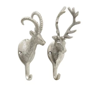 Garderobehaken Kleiderhaken Wandhaken  Haken Metall Hirsch Gams H 18 cm 2er Set - Bild 1 von 1