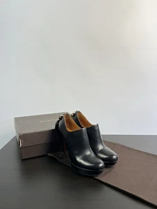 Gucci Womens Betty High Heel Platform Bootie Leather Bamboo Tassel Black Sz 38.5 - Picture 1 of 16