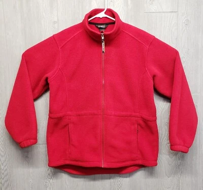 Vintage LL Bean Jacket Mens Medium Reg Sherpa Fleece Full Zip Red Long Sleeve - Image 1 of 4