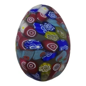 Rare Vintage Matte Millefiori Egg Shape Murano Paperweight - Picture 1 of 8
