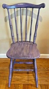 Vintage Refurbished Spindle Back Elegant Solid Wood Purple Paint Chair 36x19x16 - Picture 1 of 8