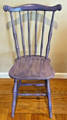 Vintage Refurbished Spindle Back Elegant Solid Wood Purple Paint Chair 36x19x16 Cover