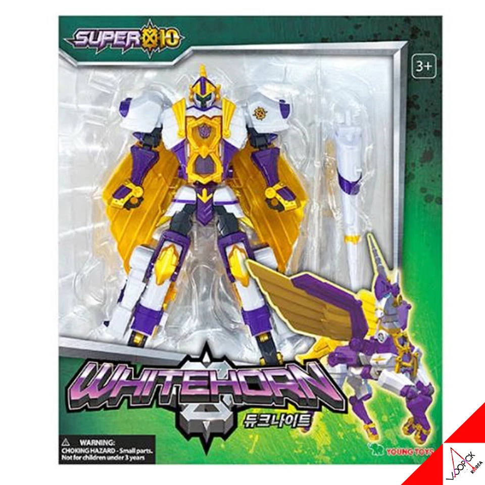 SUPER10 WHITE HORN Duke Knight Transformer Robot Action Toy Super Ten 2022 - Image 1 of 4